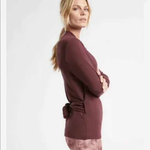 Athleta Poise Dance Wrap Tie Burgundy Sweater - Medium - Picture 4 of 16